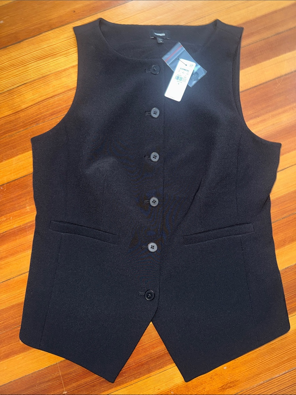 Express Black Button-Front Tailored Vest